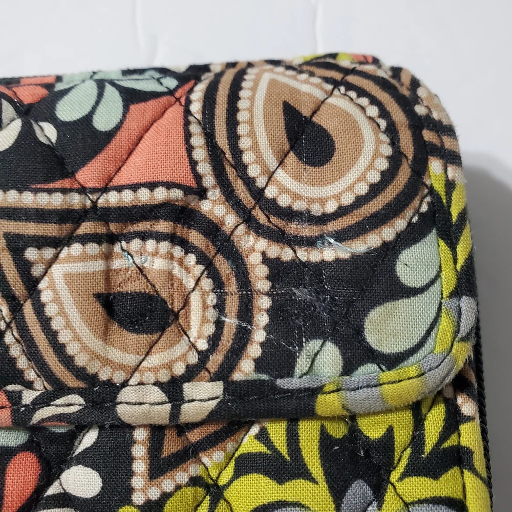 Vera Bradley Black Multi Quilted Wristlet Wallet with Floral Paisley Print - Picture 4 of 16